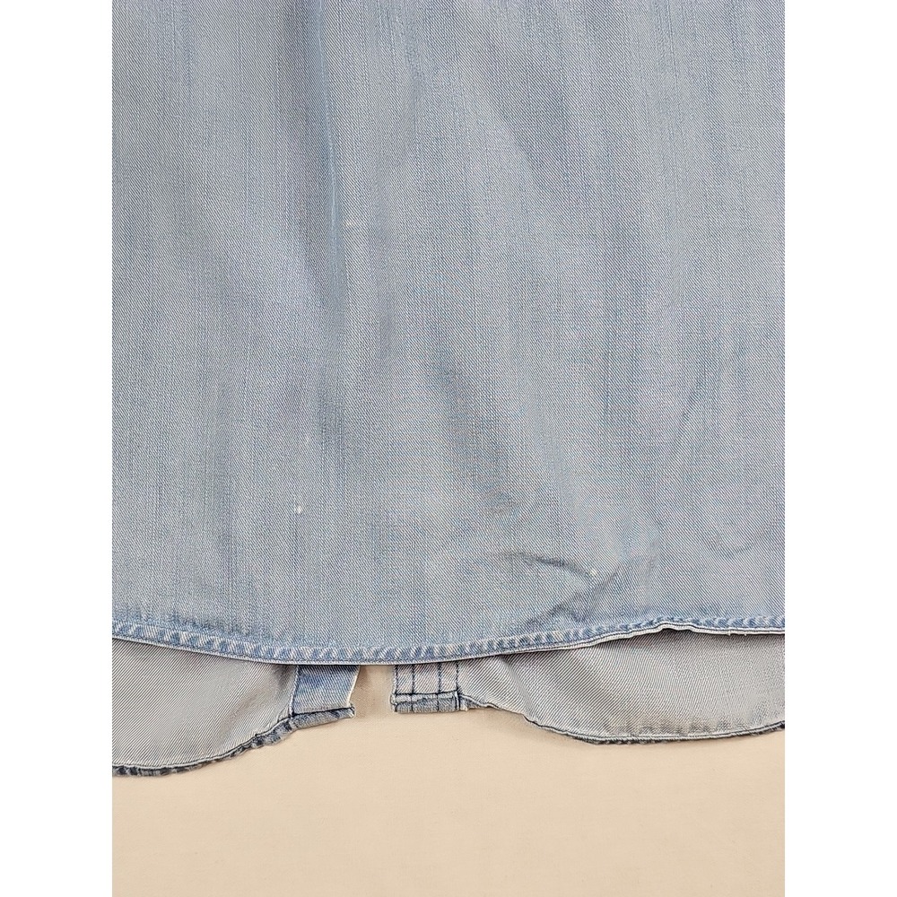CHAPS Women's Pluss Size 1X Chambray Blue Shirt Button Up Long Sleeve 100% Lyoce - Picture 12 of 16